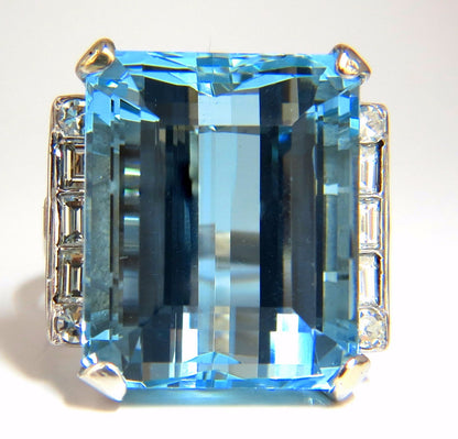 GIA Certified 33.44ct Natural "Blue" Aquamarine diamonds ring Vivid *v