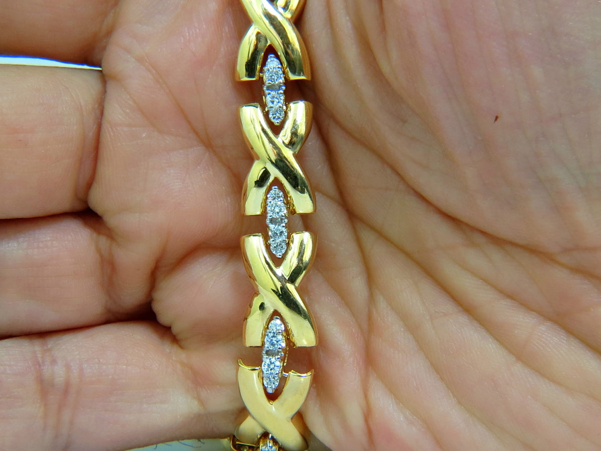 2.50CT NATURAL DIAMONDS RUBY TOGGLE "X" LINK BRACELET 14KT GOLD *v