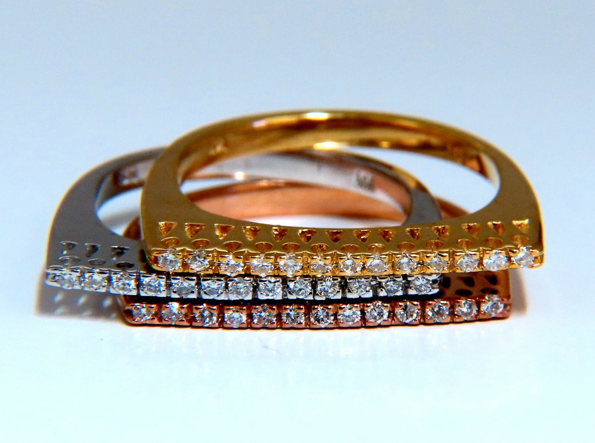 .75ct Natural Diamonds Stacking Bands 14kt Gold Mod minimalist deco *v