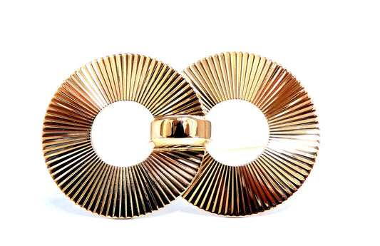 Art Deco Iconic Double Pin Circular Ray 14kt *v