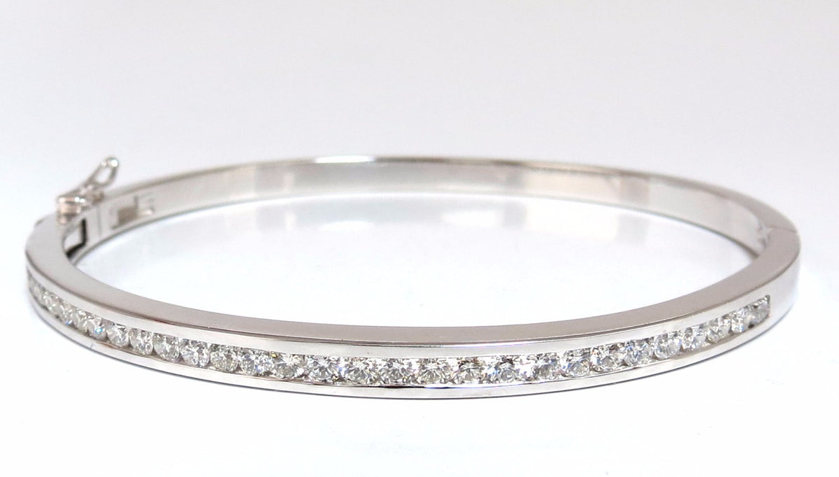 1.30ct natural round diamonds bangle bracelet g/vs  channel 14kt *v