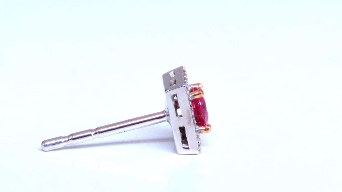 Petite Natural Ruby Diamond Cluster Stud Earrings 14kt Gold 12379 *v