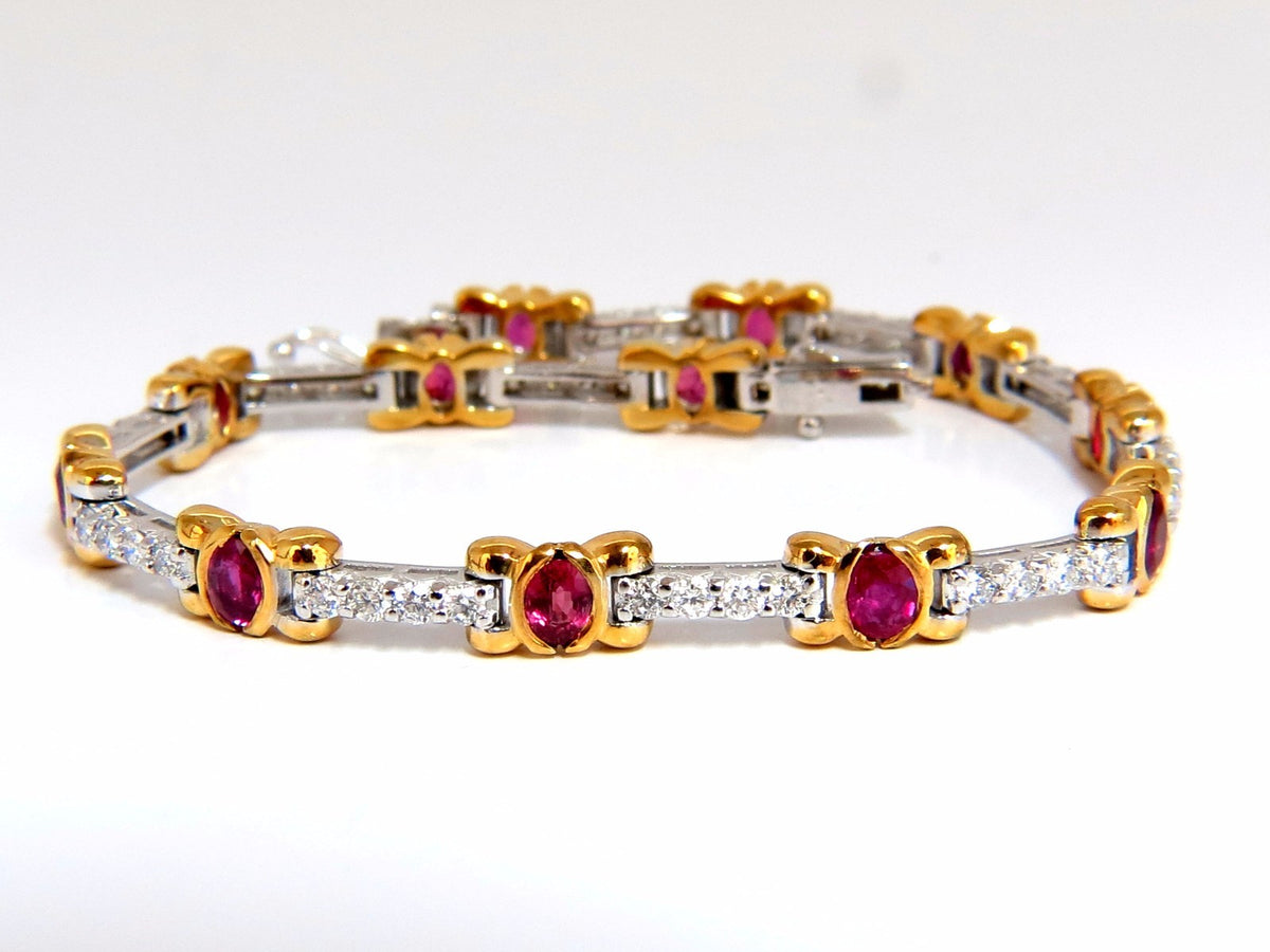 3.76ct natural ruby diamonds tennis bracelet 14kt gold vivid red *v