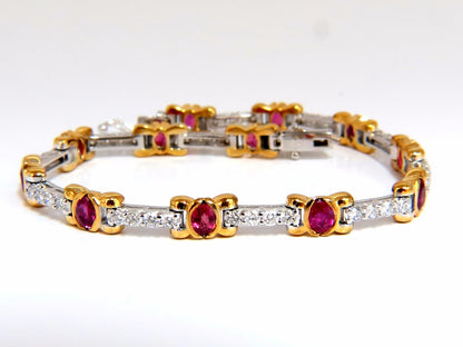 3.76ct natural ruby diamonds tennis bracelet 14kt gold vivid red *v