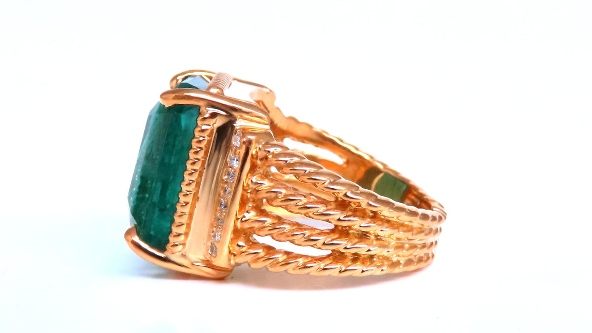 GIA Certified 12.70ct Natural Emerald Diamonds Ring 18kt 44214 *v