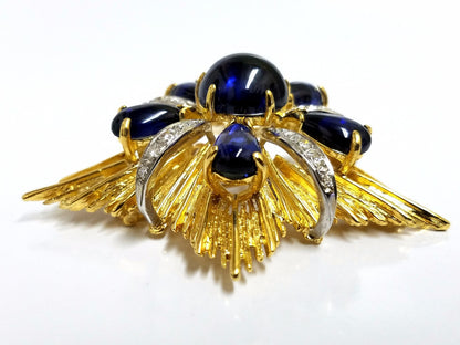 18kt 40ct Royal Medallion Brooch Pin Pendant Pearl Enhancer Ascot Knot *v