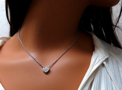 .52ct Bead Set Heart Natural diamonds necklace 14 karat *v