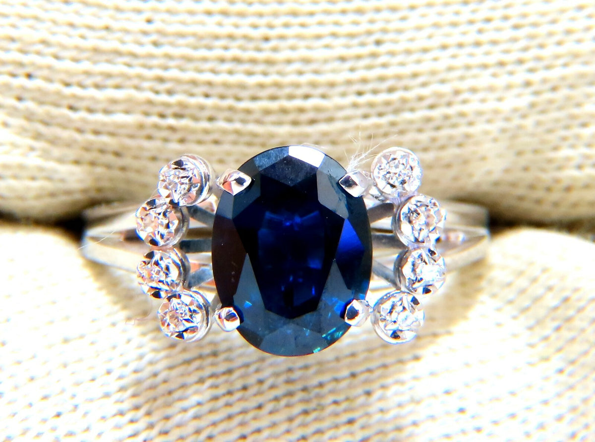 GIA Certified 1.89ct Sapphire Diamonds Ring 14kt No Heat *v