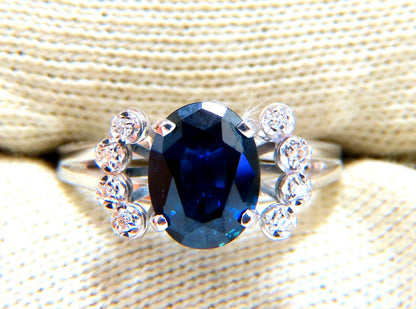 GIA Certified 1.89ct Sapphire Diamonds Ring 14kt No Heat *v