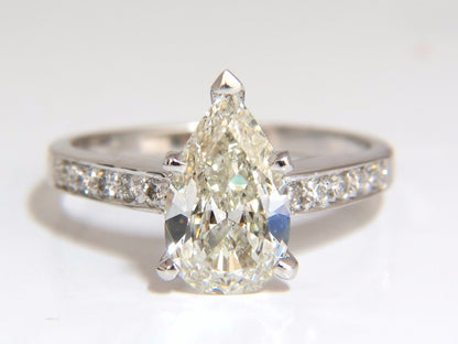 GIA Certified 1.49ct Pear Shape diamond ring .20ct. round accents 14kt *v