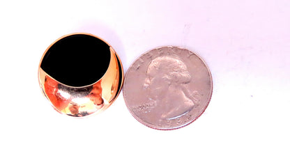 Onyx Panda Eyes Round Stud Earrings 14kt gold 12629 *v