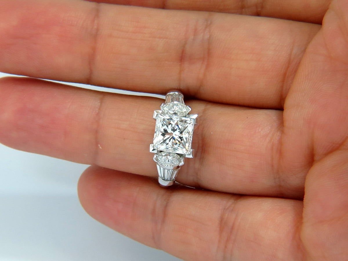 GIA certified 4.77ct. princess cut diamonds ring G/Si-1 platinum classic *v
