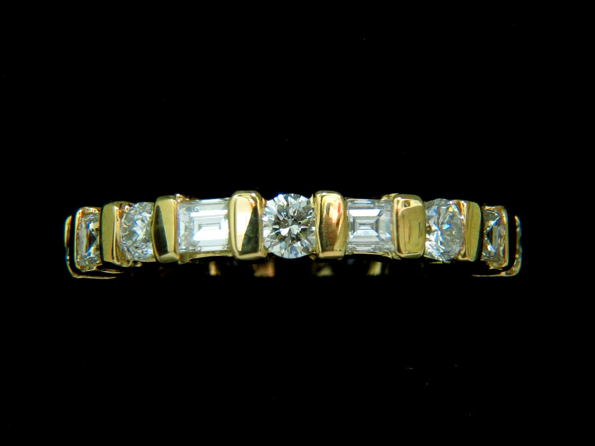 1.50CT NATURAL DIAMOND ETERNITY BAND BAGUETTE ROUNDS 14KT *v