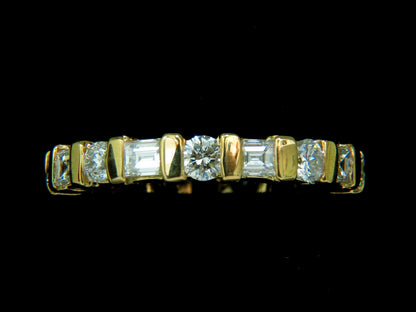 1.50CT NATURAL DIAMOND ETERNITY BAND BAGUETTE ROUNDS 14KT *v