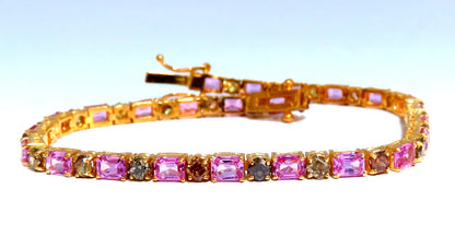 Natural Pink Sapphires Fancy Color Diamonds bracelet 14kt Fancy Yellow Brown *v
