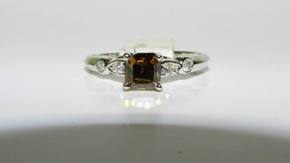 .97CT NATURAL FANCY BROWN COLOR DIAMOND RING 14kt GOLD *v