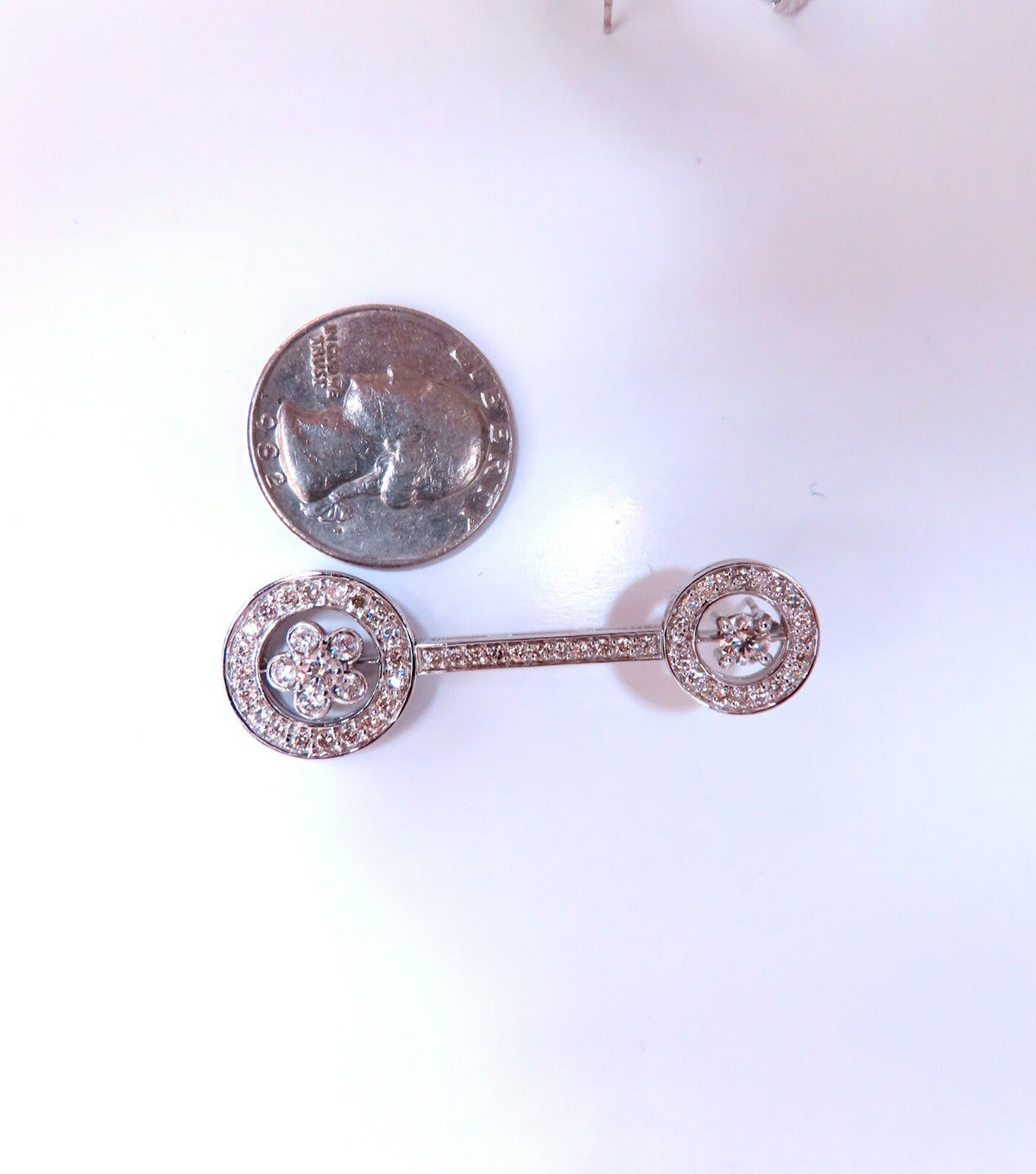 2.30ct natural diamonds cluster bar stud earrings 18kt gold *v