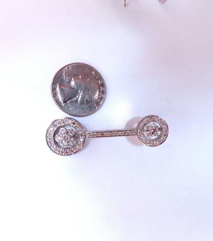 2.30ct natural diamonds cluster bar stud earrings 18kt gold *v