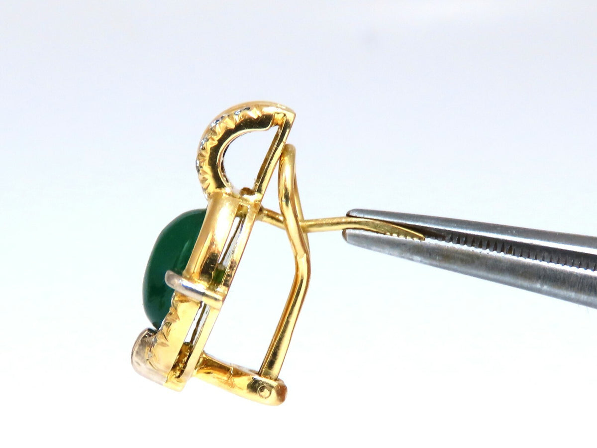 Natural Mint Green Quartz Diamond Clip Earrings Contemporary Deco 18kt *v