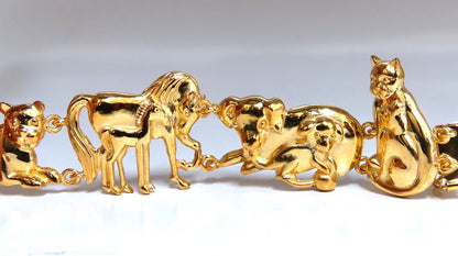 14kt Gold Animal Trail Noah Ark Bracelet Bear Sheep Kangaroo Pig Swan Lion *v