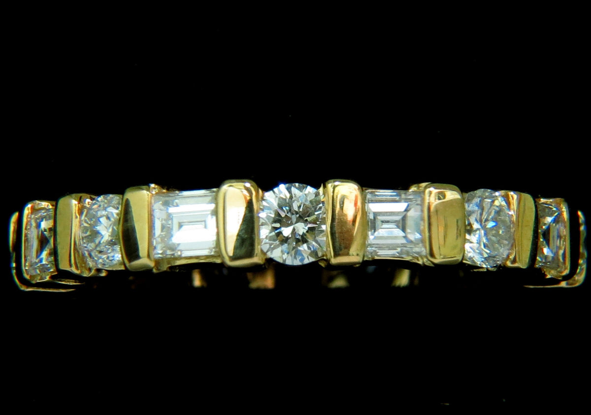 1.50CT NATURAL DIAMOND ETERNITY BAND BAGUETTE ROUNDS 14KT *v