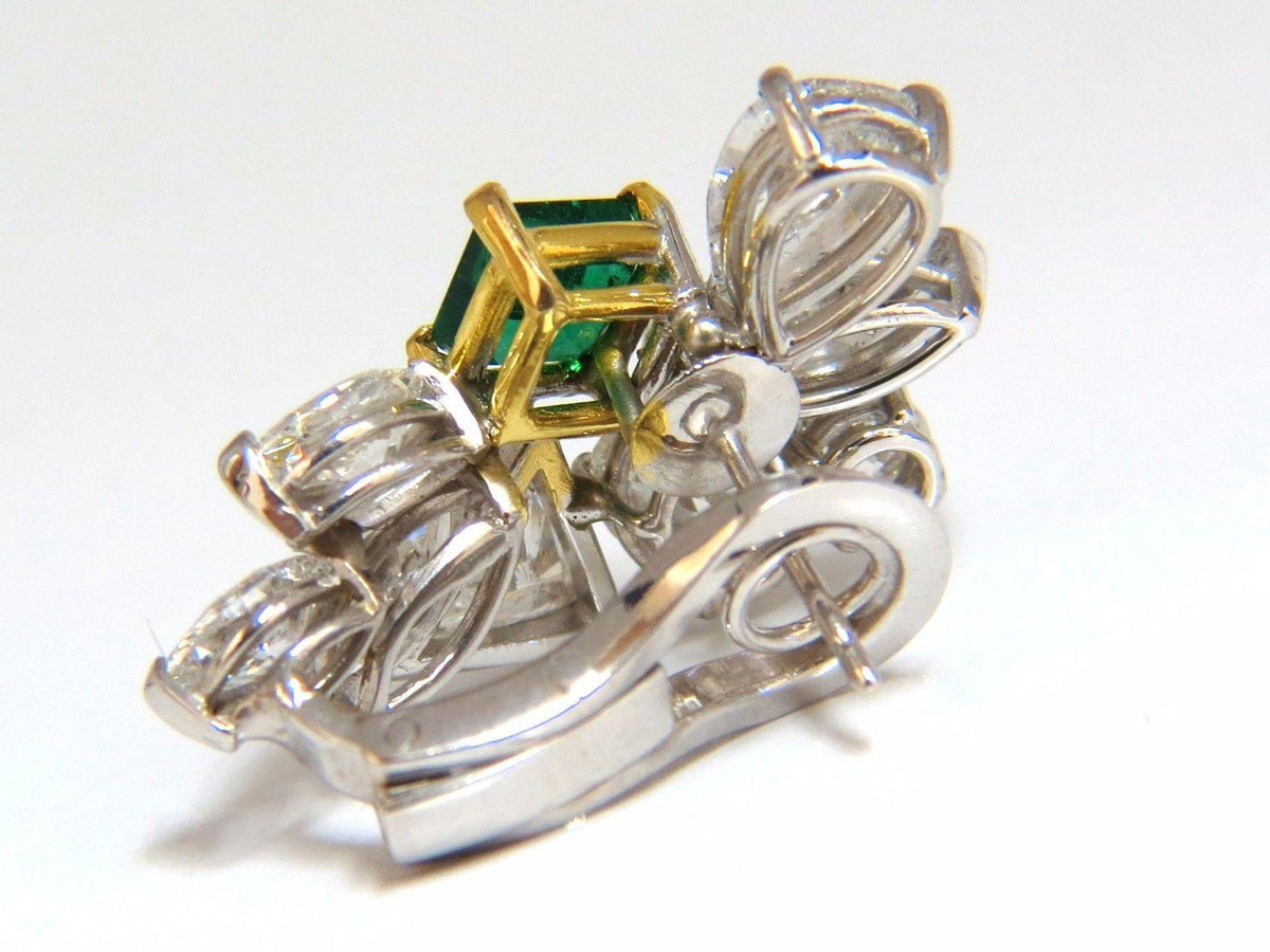 10.90ct Natural Emerald Diamond Crescent Cocktail Earrings Ref 12317 *v
