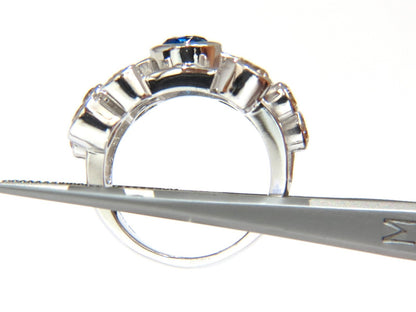 3.20ct NATURAL SAPPHIRE FANCY BROWN DIAMONDS RING 14KT STATION FLUSH DECO *v