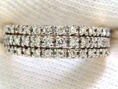 1.23CT NATURAL DIAMONDS BAND RING H/VS CLASSIC 3 ROWS 14KT GOLD *v