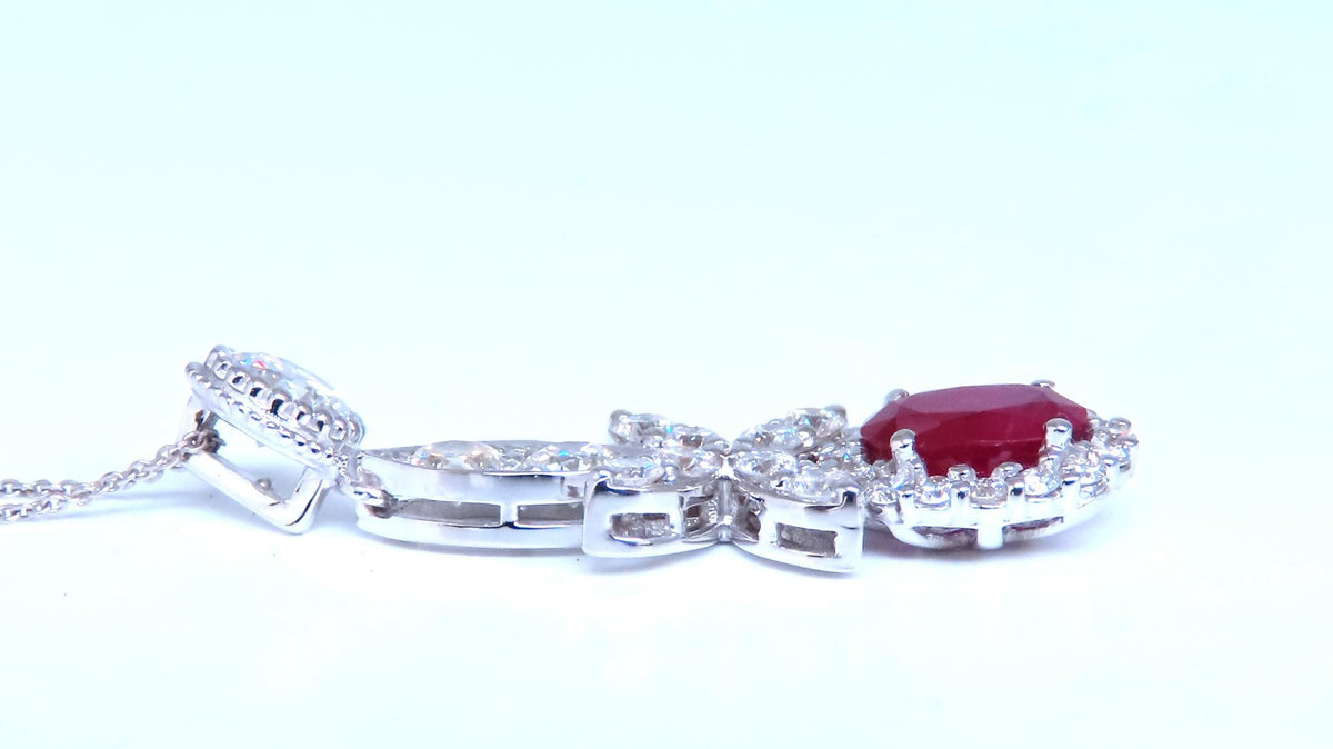 GIA Certified 1.48ct Natural Ruby Diamond Necklace 14kt Gold 47711 *v