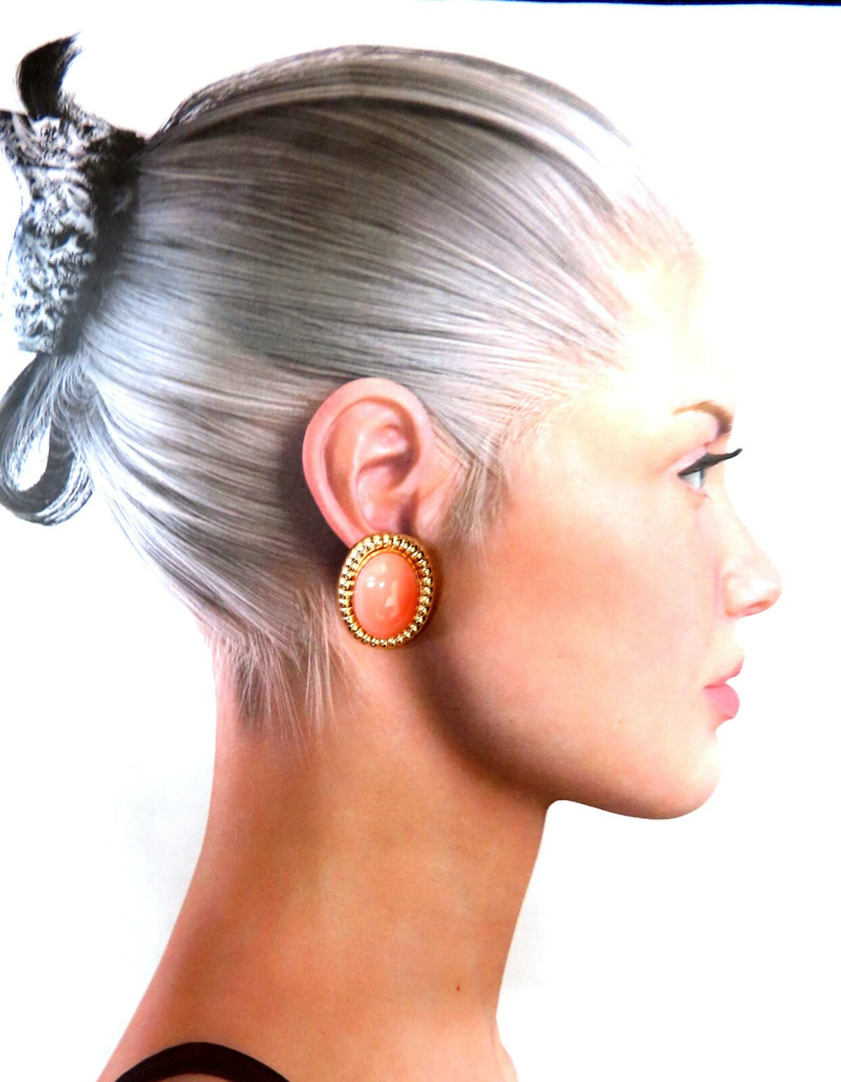 20mm Natural Coral Clip Earrings 14kt *v
