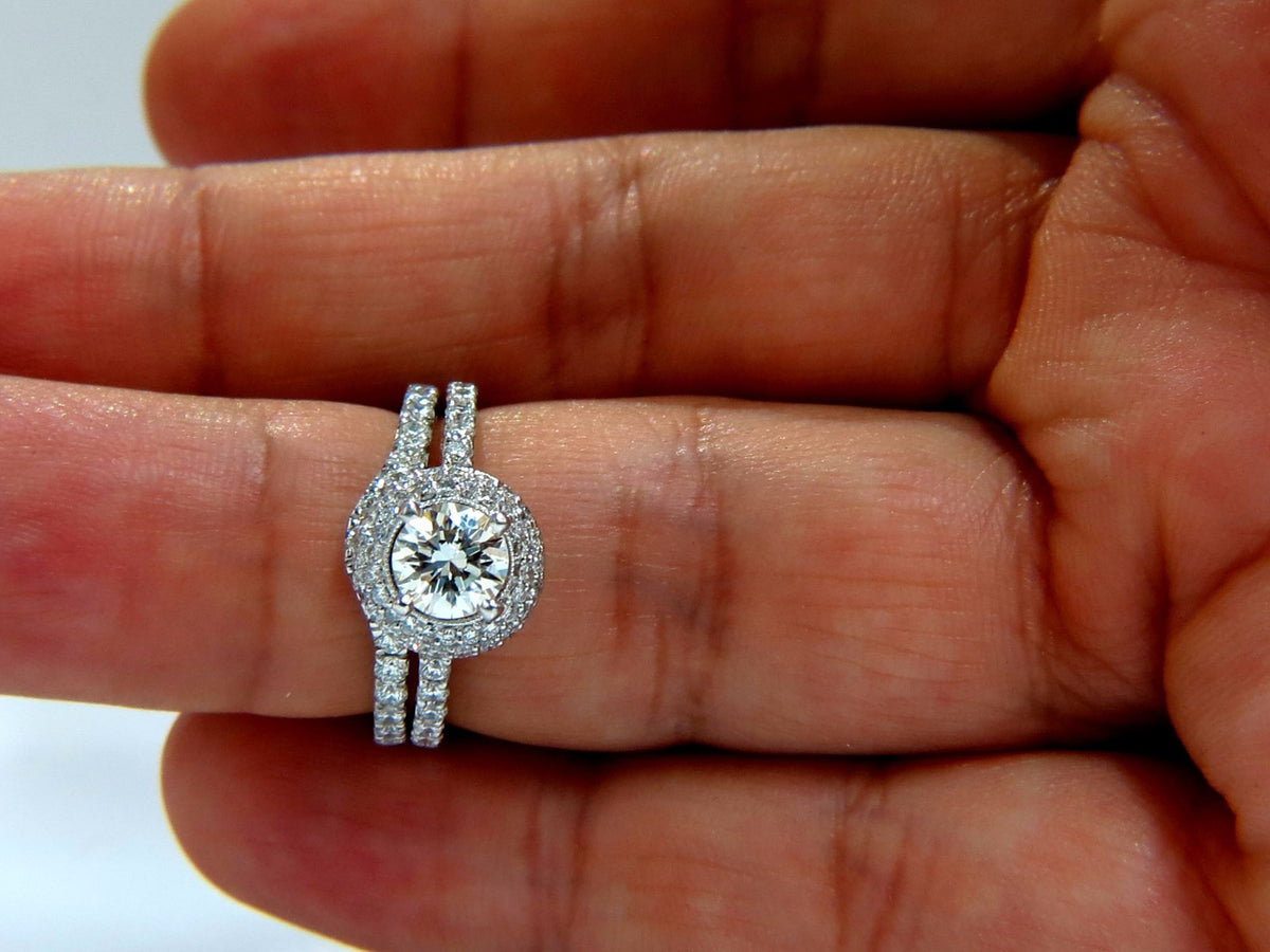 GIA Certified .70ct & 1.00ct round natural diamond ring & Matching band 18kt *v