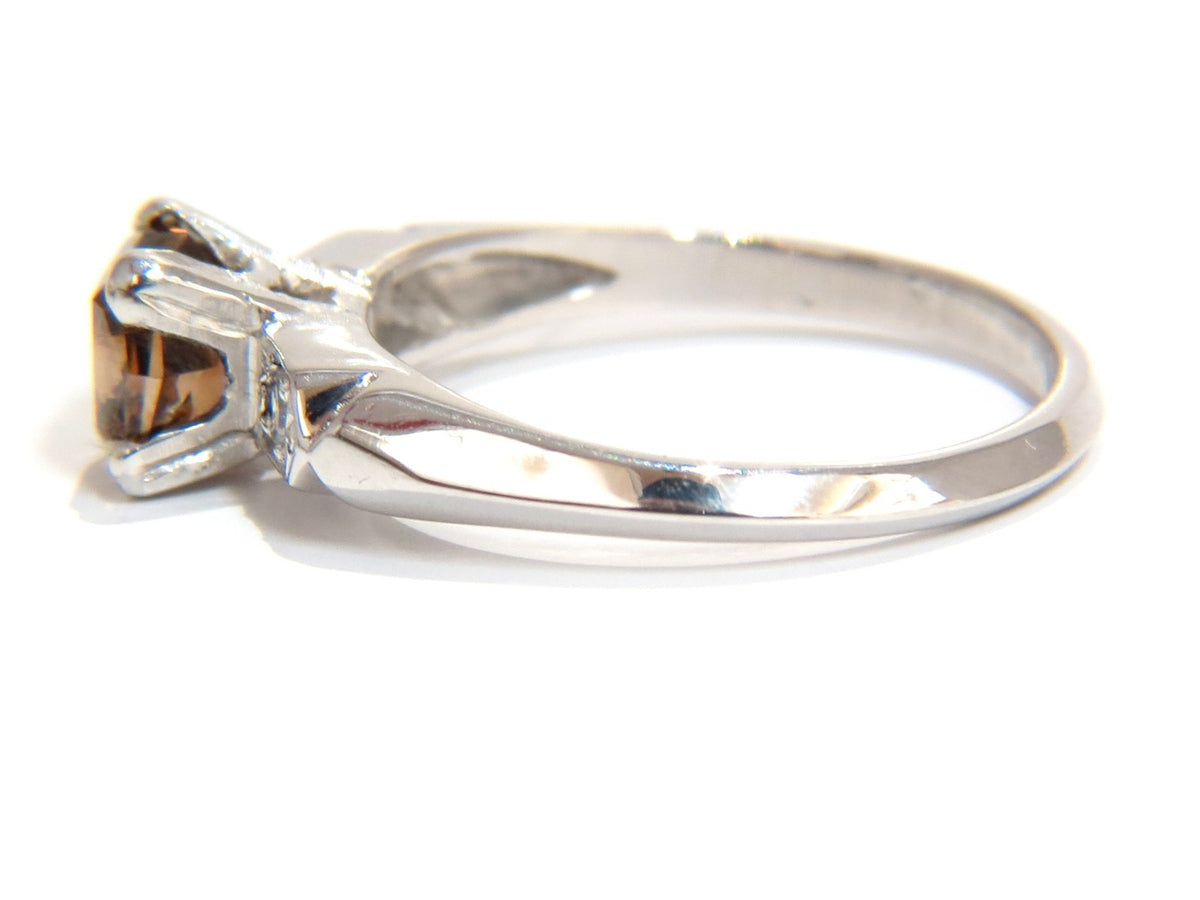 1.12ct natural fancy bright orange brown diamond ring platinum *v