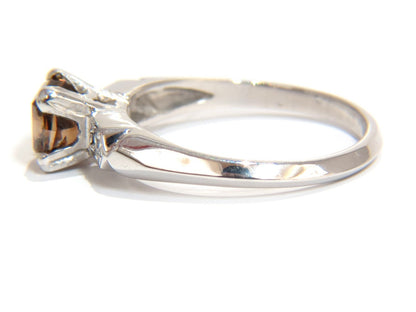 1.12ct natural fancy bright orange brown diamond ring platinum *v
