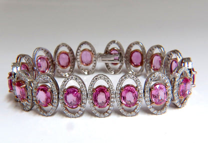 27.47ct natural Vivid Pink Sapphire diamond bracelet 14kt g/vs pink halo *v