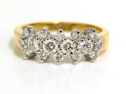 18KT GOLD 1.00CT NATURAL DIAMONDS CLUSTER BAND RING EXCELLENT CUTS *v