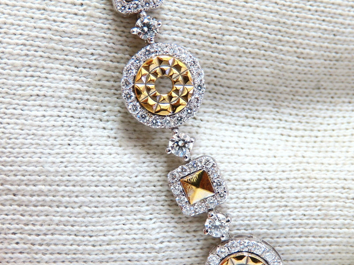 2.71ct Natural Round Diamonds Bracelet Alternated Pyramid Cut Link 18kt *v