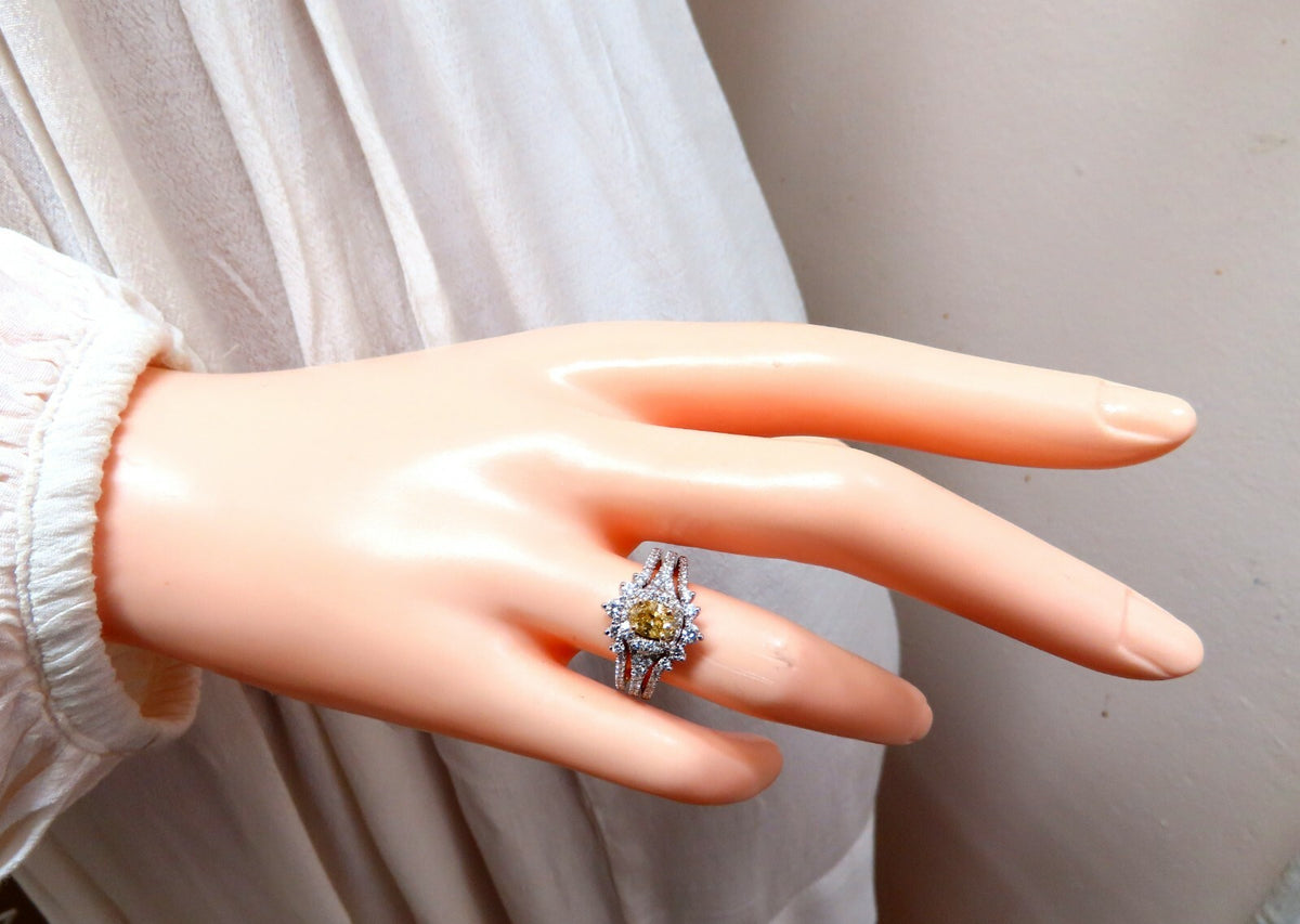 1.81ct Natural Fancy Yellow Diamonds Ring 14kt Insert & Ring *v