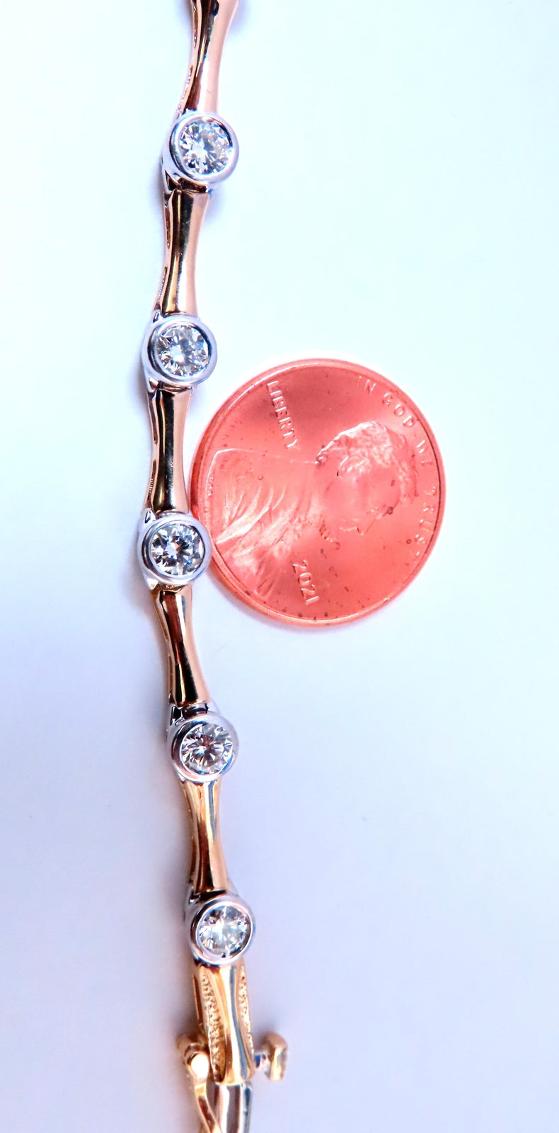 2.80ct Natural Diamonds Flush mount Tube Link Bracelet 14kt 12637 *v