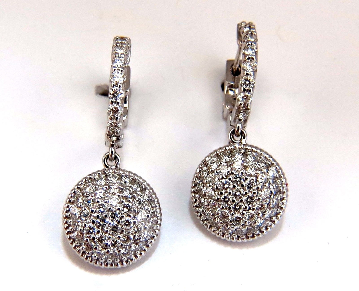 1.10ct natural diamonds dangle earrings 14kt circle dangles *v