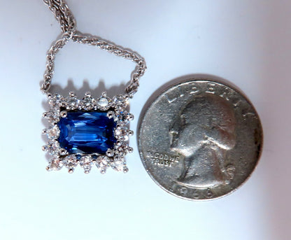GIA Certified 3.18ct Natural No Heat Blue Sapphire Diamonds Necklace 14kt *v