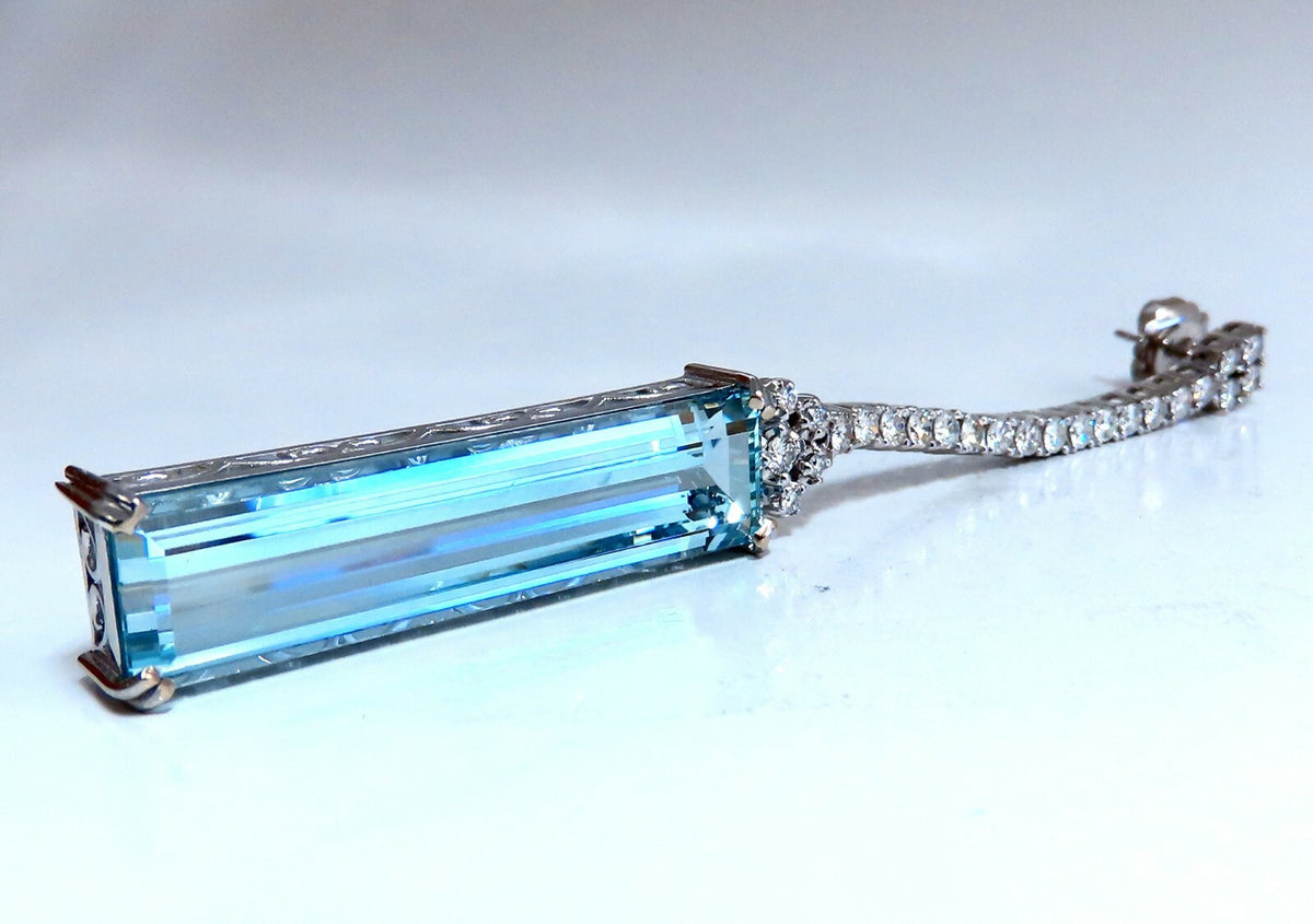 GIA Certified 62.22ct Natural Aquamarine Diamonds Earrings 18Kt Platinum *v