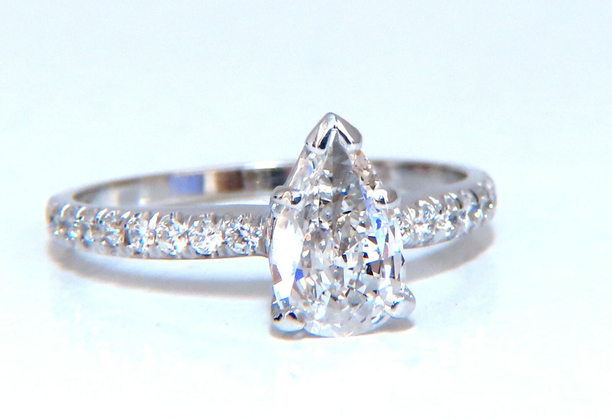 GIA Certified .54ct Natural Pear Shaped Diamond Ring 14kt *v