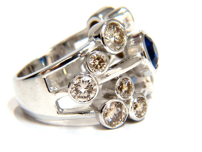3.20ct NATURAL SAPPHIRE FANCY BROWN DIAMONDS RING 14KT STATION FLUSH DECO *v