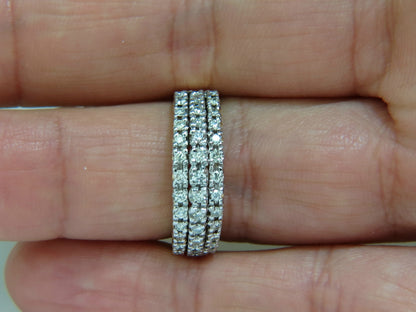 1.23CT NATURAL DIAMONDS BAND RING H/VS CLASSIC 3 ROWS 14KT GOLD *v