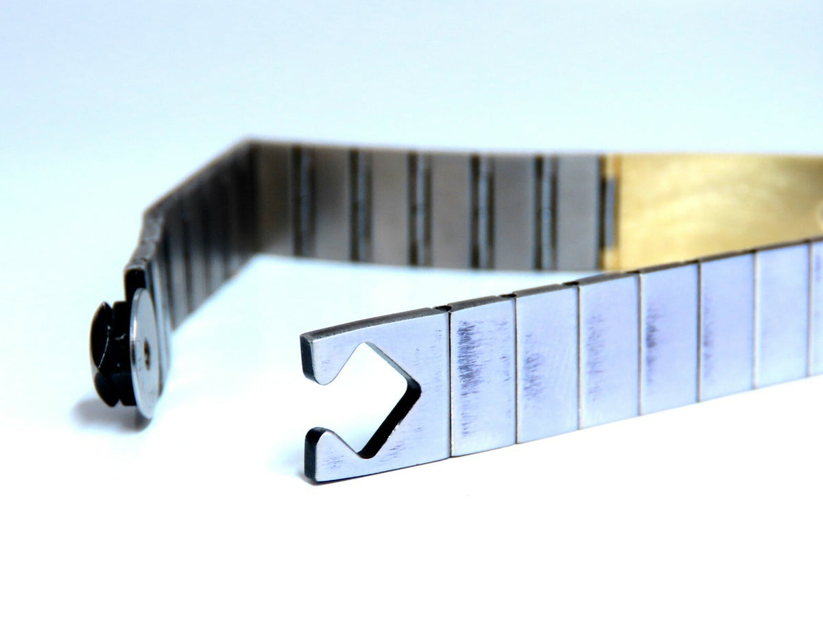 1980's Retro Mod 18kt Stainless Steel Diamond Bracelet *v