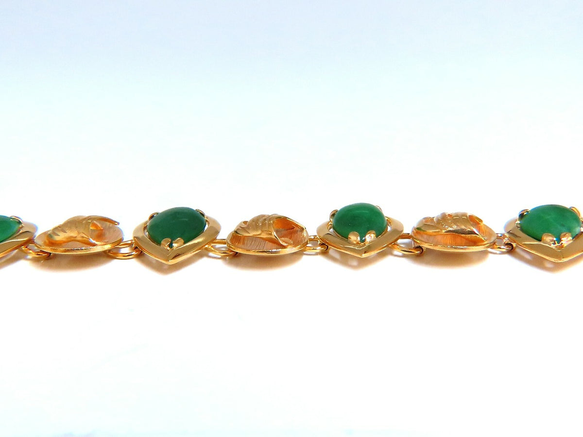 15ct Vintage Estate Natural Jade bracelet 14kt gold *v