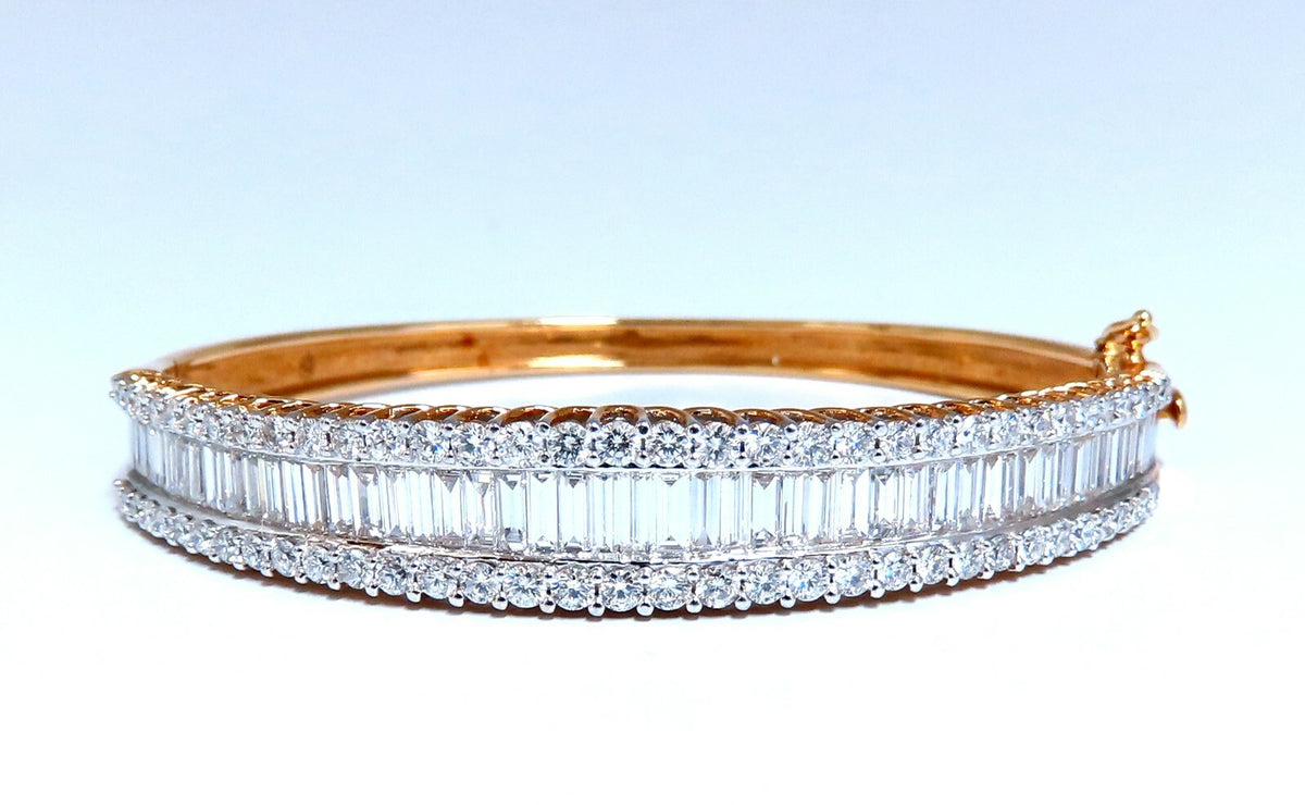 5.23ct Baguette & Rounds Diamond Three Row Bracelet 14kt *v