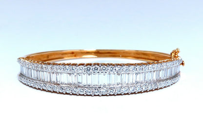 5.23ct Baguette & Rounds Diamond Three Row Bracelet 14kt *v