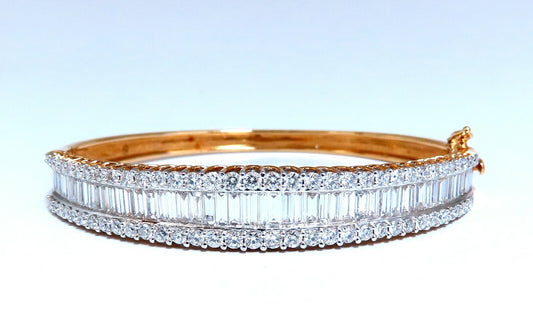 5.23ct Baguette & Rounds Diamond Three Row Bracelet 14kt *v