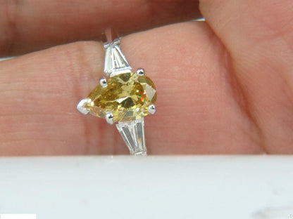 GIA 1.62CT NATURAL FANCY YELLOW DIAMOND RING VIVID & CLEAN 14kt *v